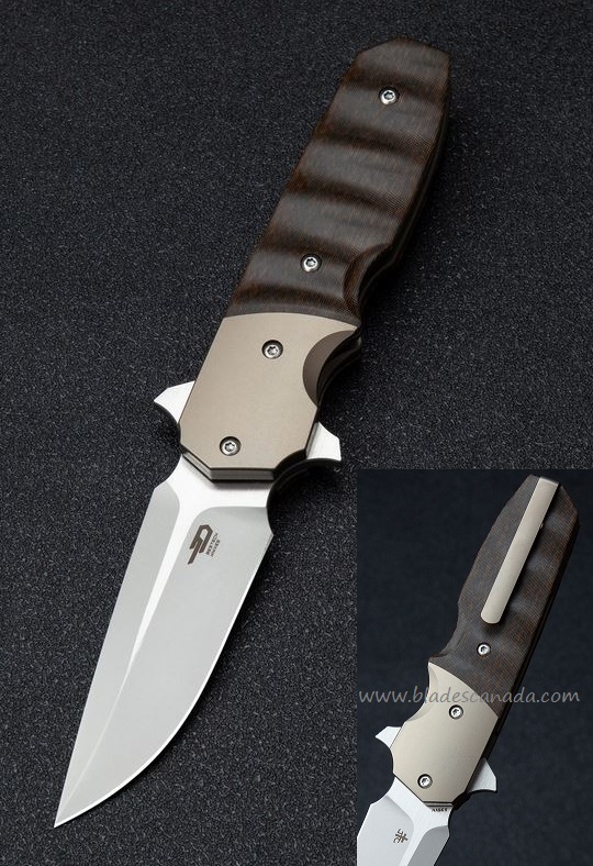 Bestech Freefall Flipper Folding Knife, S35VN Two-Tone, Titanium/ CF Black & Orange, BT2007C
