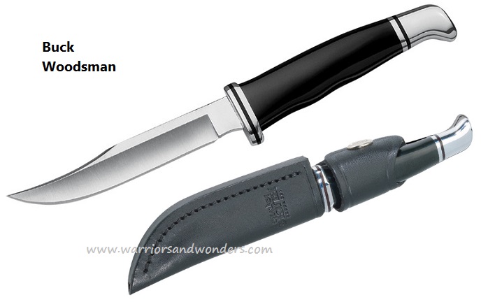 Buck Woodsman Fixed Blade Knife, 420HC Steel, Leather Sheath, BU0102BKS