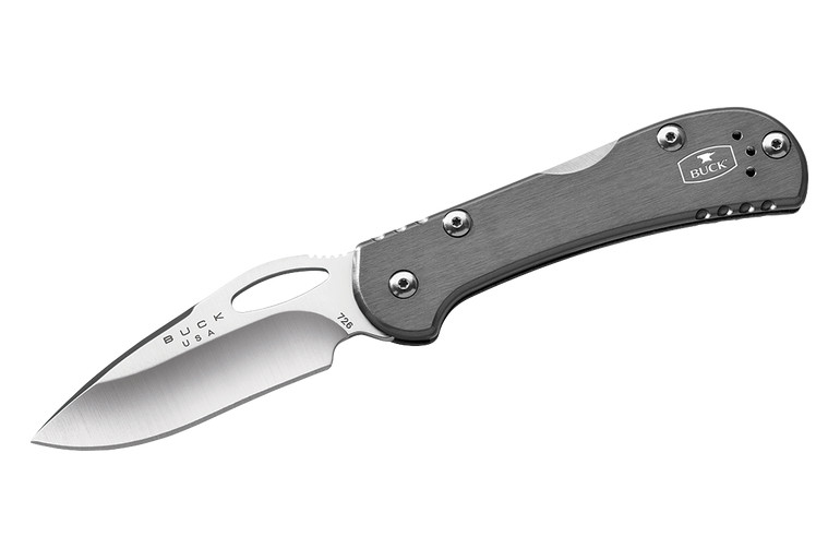 Buck Mini Spitfire Folding Knife, 420HC Steel, Aluminum Grey, BU0726GYS
