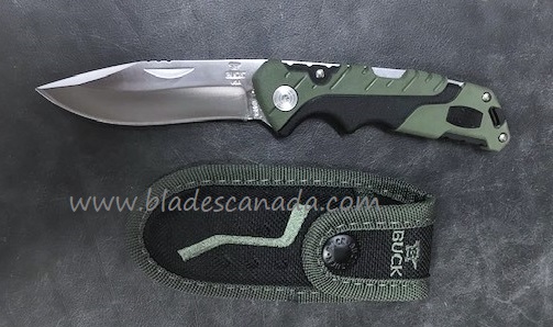 Buck Pursuit Small Folding Knife, 420HC Steel, GFN Black/Green, BU3661GRS