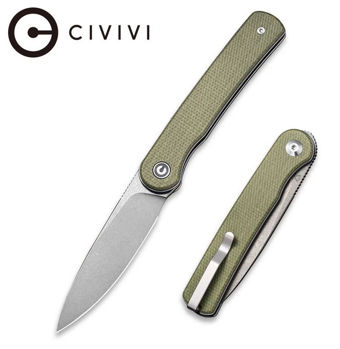 CIVIVI Stylum Slipjoint Flipper Folding Knife, Micarta OD, 20010B-B