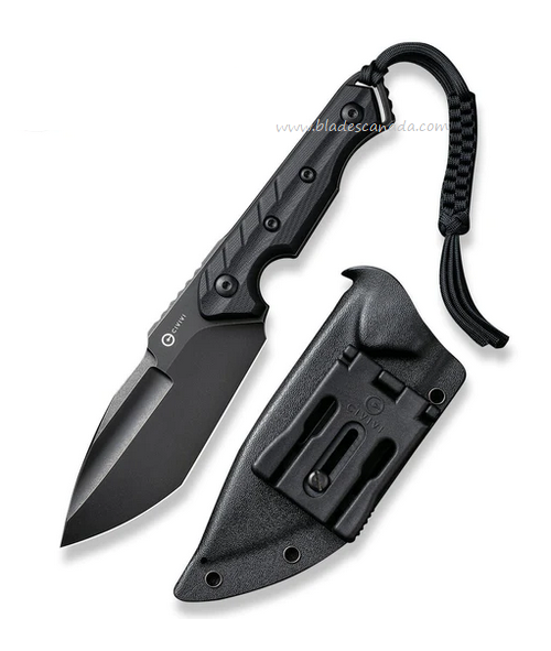 CIVIVI Maxwell Fixed Blade Knife, D2 Black, G10 Black, Kydex Black, C21040-1