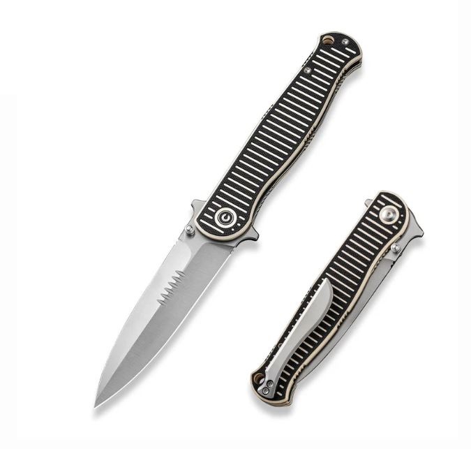 CIVIVI RS71 Flipper Folding Knife, Satin Nitro-V, Ivory/Black G-10, C23025-1