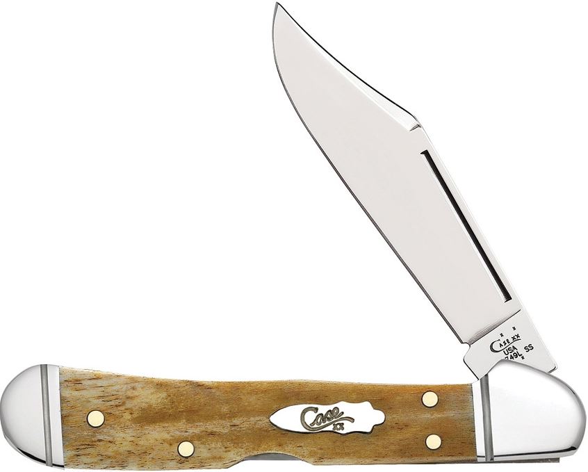 Case Mini Copperlock Folding Knife, Smooth Antique Bone, 58186