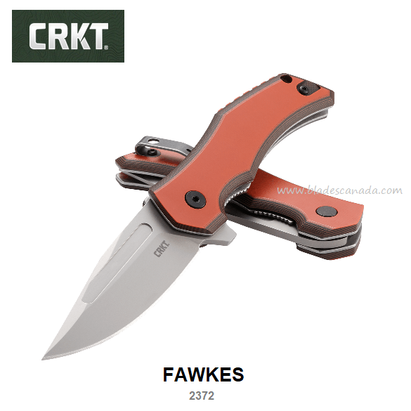 CRKT Fawkes Flipper Folding Knife, Assisted Opening, 1.4116, G10 Orange, CRKT2372