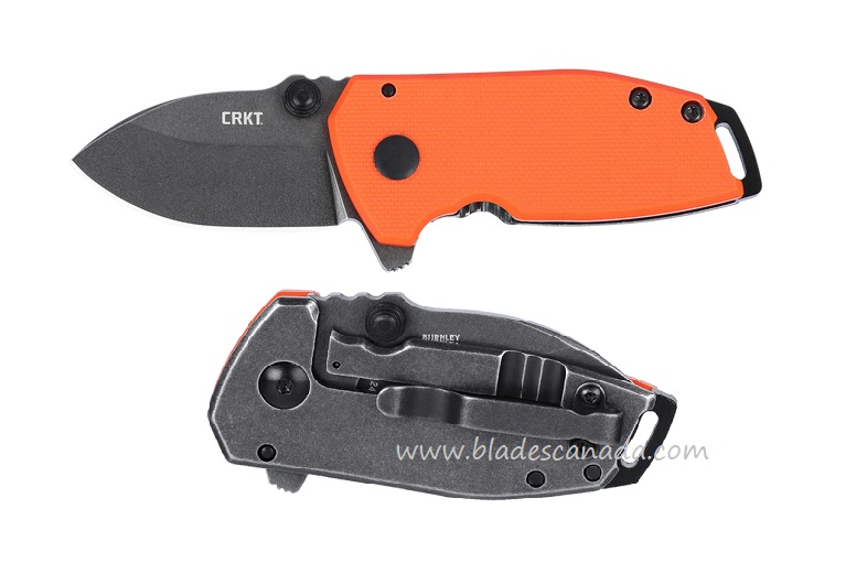 CRKT Squid Compact Folding Knife, D2 Stonewashed, Orange G-10, 2486