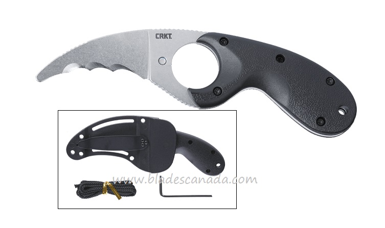 CRKT Bear Claw Fixed Blade w/ Veff Serrations, AUS 8, Black GRN, 2511