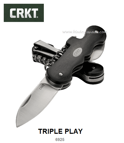 CRKT Triple Play Slipjoint Folding Knife Multitool, Pakkawood Handle, 6925