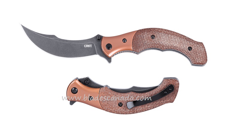 CRKT Ritual Compact Assisted Opening Knife, 12C27, Brown Micarta, 7465