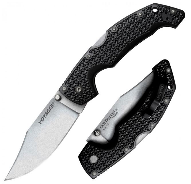 Cold Steel Voyager Folding Knife, AUS 10A, Black Handle, 29AC