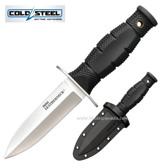 Cold Steel Mini Leather Neck Fixed Blade Knife, Double Edge Spear Point, Secure-Ex Sheath, 39LSAC