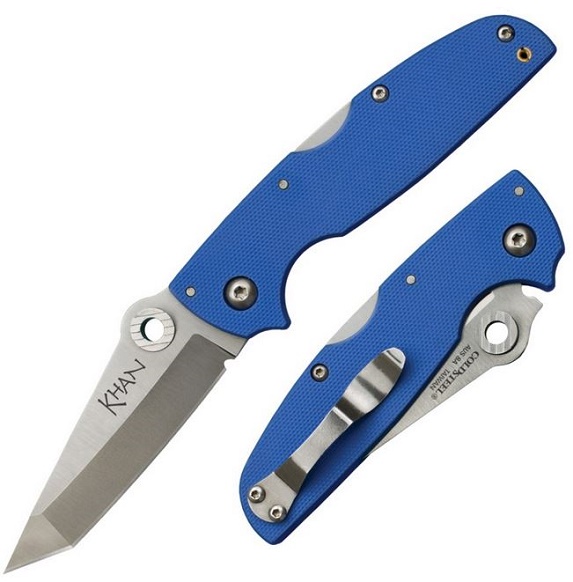 Cold Steel Khan Folding Knife, AUS 8A, G10 Blue, 54T