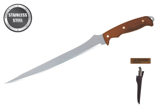 Condor Tiburon Fixed Blade Knife, Hardwood, Leather Sheath, CTK7031-9.5