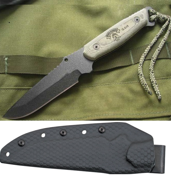 TOPS Dawn Warrior Fixed Blade Knife, 1095 Carbon, Kydex Sheath, DW-33