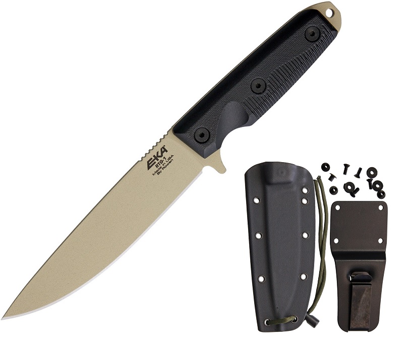 Eka Knives RTG-1 Black G-10, Tan 1095HC Blade, Kydex Sheath EKA50130
