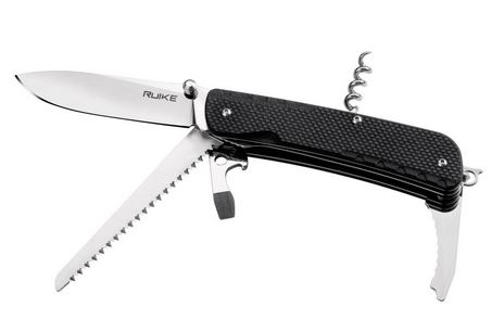 Ruike LD32-B Trekker Folding Knife/Multi-Tool, 12C27 Sandvik, G10 Black