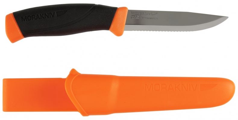 Morakniv Companion F Fixed Blade Knife, Stainless Serrated, Orange, 11829