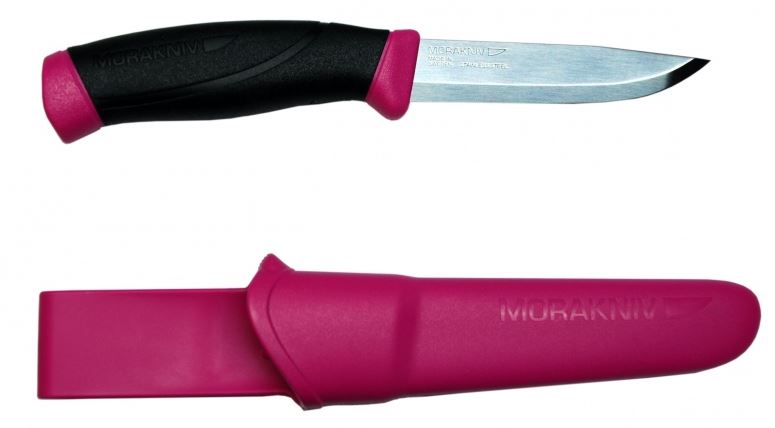 Morakniv Companion Fixed Blade Knife, Stainless, Magenta, 12157