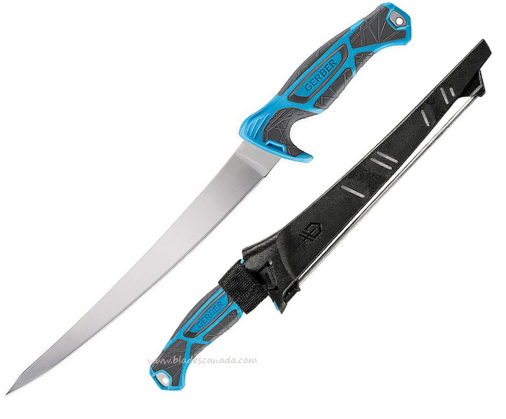 Gerber Controller Fillet Knife, 10" Blade, GRN Blue/Grey Handle, G3559