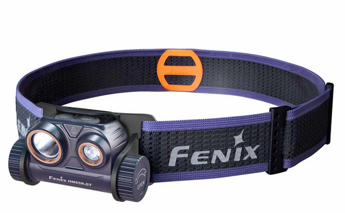 Fenix HM65R-DT Dual Spotlight Headlamp Flashlight, Purple - 1500 lumens