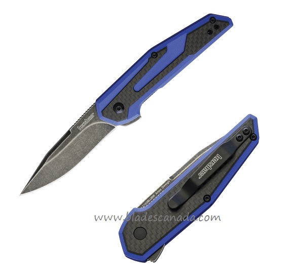 Kershaw Fraxion Flipper Folding Knife, Blackwash, G10 Blue/Carbon Fiber, K1160BLUBW