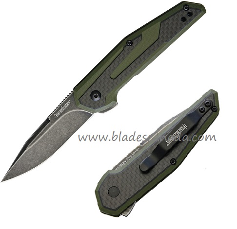 Kershaw Fraxion Flipper Folding Knife, Carbon Fiber/G10 Olive, K1160OLBW