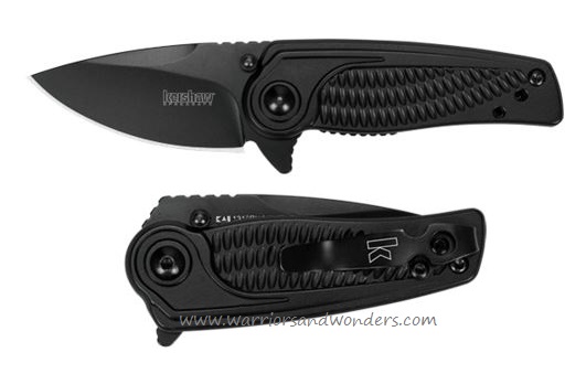 Kershaw Spoke Flipper Folding Knife, Assisted Opening, Stainless Black Handle, K1313BLK