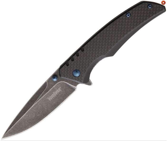 Kershaw Halogen Flipper Folding Knife, Assisted Opening, Carbon Fiber/G10, K1336BW