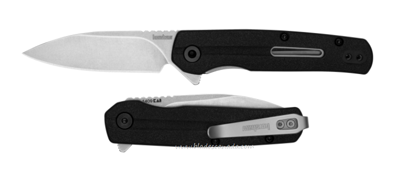 Kershaw Korra Flipper Folding Knife, Assisted Opening, SW Blade, GFN Black Handle, 1409