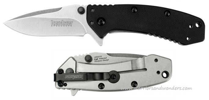 Kershaw Cryo Hinderer Flipper Framelock Knife, Assisted Opening, G10 Black, K1555G10 - Click Image to Close