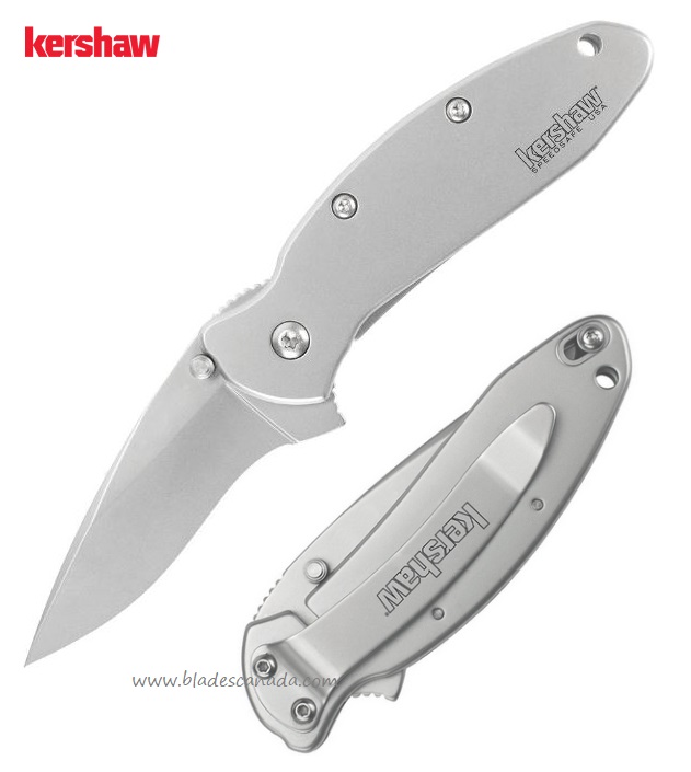 Kershaw Scallion Flipper FrameLock Knife, Assisted Opening, 420HC, Stainless Handle, K1620FL