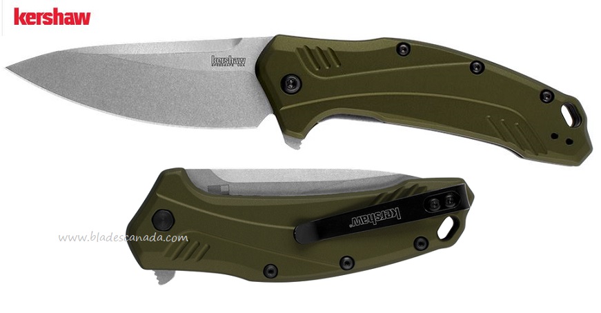 Kershaw Link Flipper Folding Knife, Assisted Opening, CPM 20CV, Aluminum OD, K1776OLSW