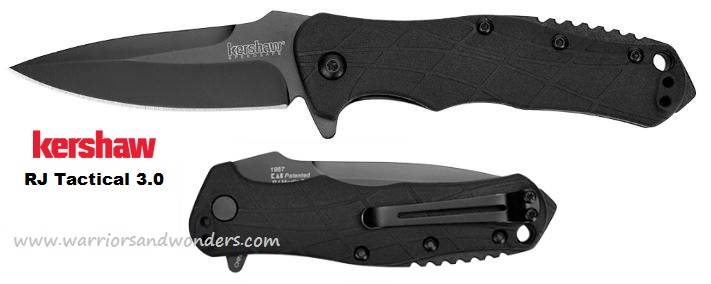 Kershaw RJ Tactical 3.0 Flipper Framelock Knife, Assisted Opening, GFN Black, K1987