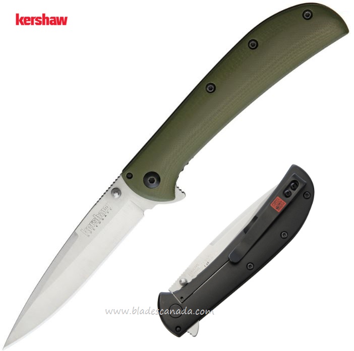 Kershaw Al Mar AM-4 Flipper Framelock Knife, Assisted Opening, G10 Green/Black, K2330GRN