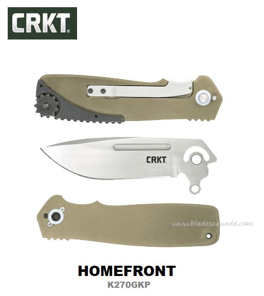 CRKT Homefront Folding Knife, AUS 8, Aluminum, CRKTK270GKP