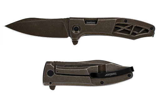 Kershaw Boilmaker Flipper Framelock Knife, Stainless Brown Handle, K3475