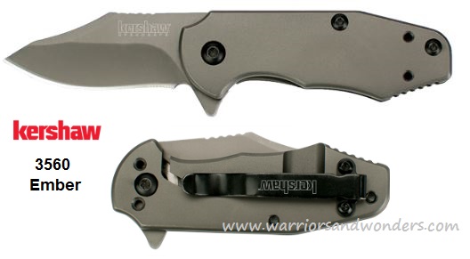 Kershaw Ember Flipper Framelock Knife, Assisted Opening, Titanium/Stainless Handle, K3560