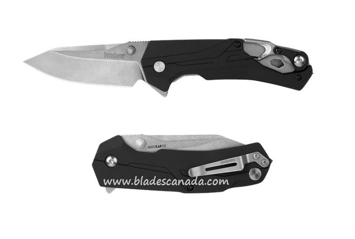 Kershaw Drivetrain Flipper Folding Knife, Assisted Opening, D2 Steel, GRN Black, K8655