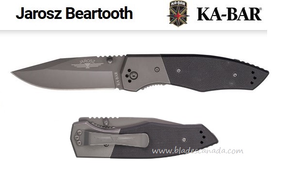 Ka-Bar Jarosz Beartooth Folding Knife, G10 Black, Ka3086