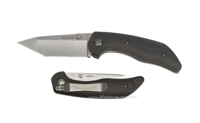 Ka-Bar Jarosz Folding Knife, AUS 8A Tanto, GFN Black, 7506