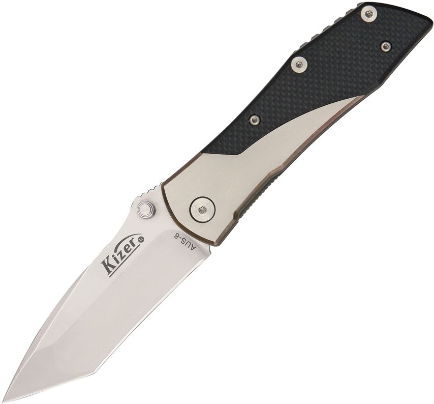 Kizer 303 Folding Knife, AUS 8, Carbon Fiber/Titanium