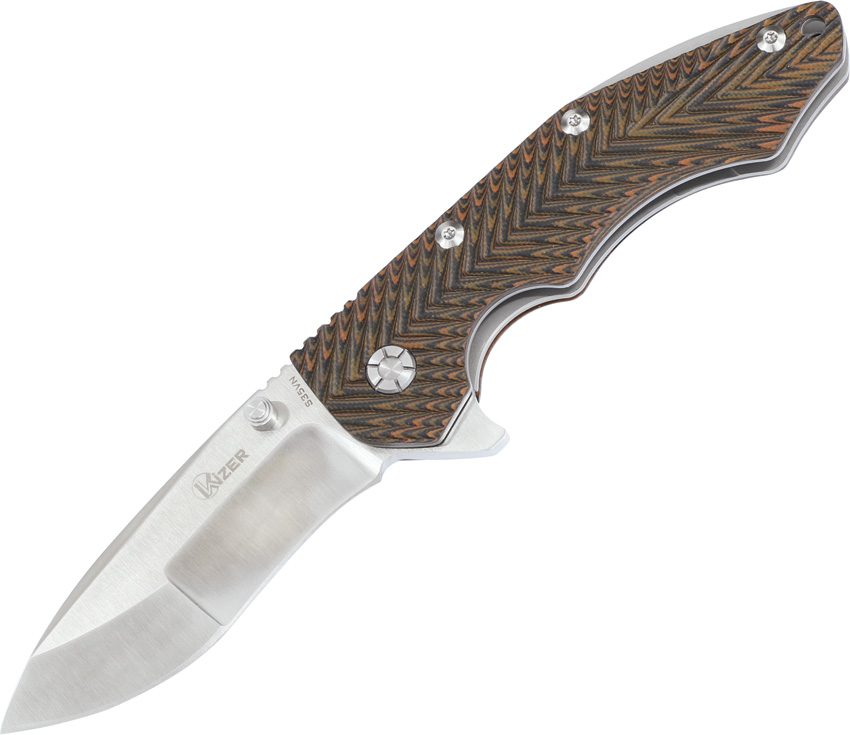 Kizer 4418 Framelock Folding Knife, CPM S35VN, G10 Brown/Black