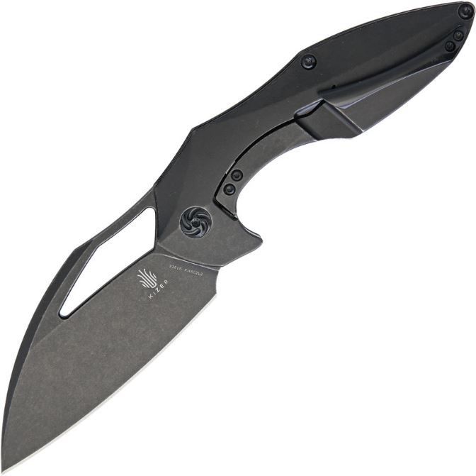 Kizer Megatherium Left Hand Framelock Folding Knife, S35VN SW, Titanium Black, 4502L2