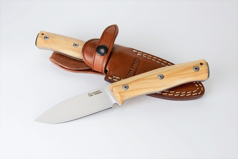 Lion Steel B35 UL Slepiner Fixed Blade Knife, Olive Wood, Leather Sheath, LSTB35UL