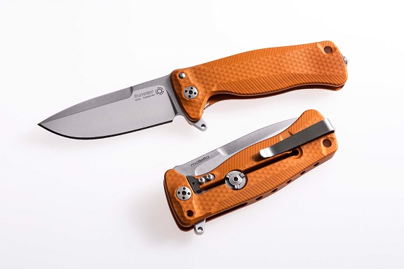 Lion Steel SR22A OS Flipper Framelock Knife, Sleipner Satin, Aluminum Orange, SR22AOS