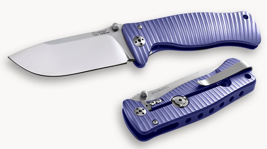 Lion Steel SR2 V Mini Framelock Folding Knife, Sleipner, Titanium Violet