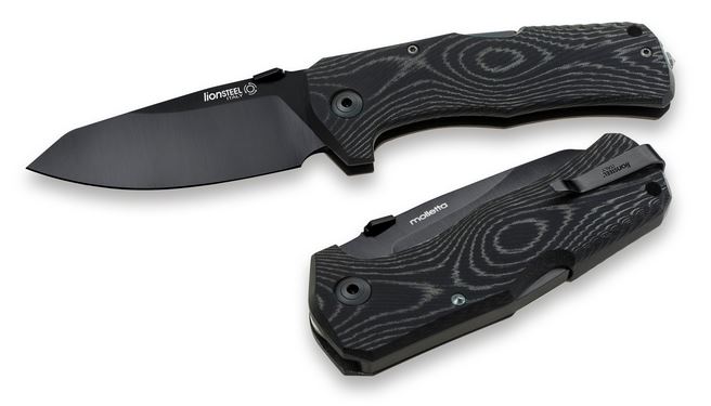 Lion Steel TM1 MB Folding Knife, Sleipner Black, Micarta Black, TM1MB