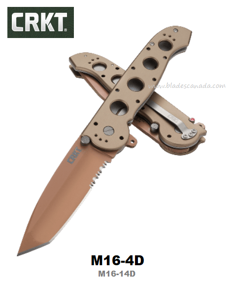 CRKT Carson Flipper Folding Knife, AUS 8 Tanto, Aluminum Desert, M16-14D