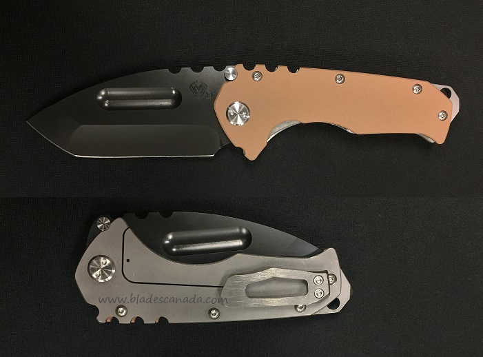 (Discontinued) Medford Praetorian G/T Framelock Folding Knife, D2 Tanto Black PVD, Titanium/G10