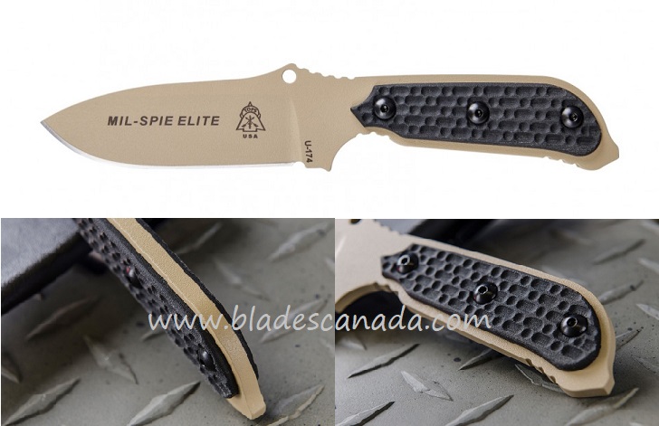 TOPS Mil-Spie 3 Elite Fixed Blade Knife, 1095 Carbon, Micarta Black, Kydex Sheath, MIL3-ELITE-BCM